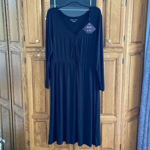 Ava & Viv Black Long Sleeve V-neck Unlined A-line Dress new with tag